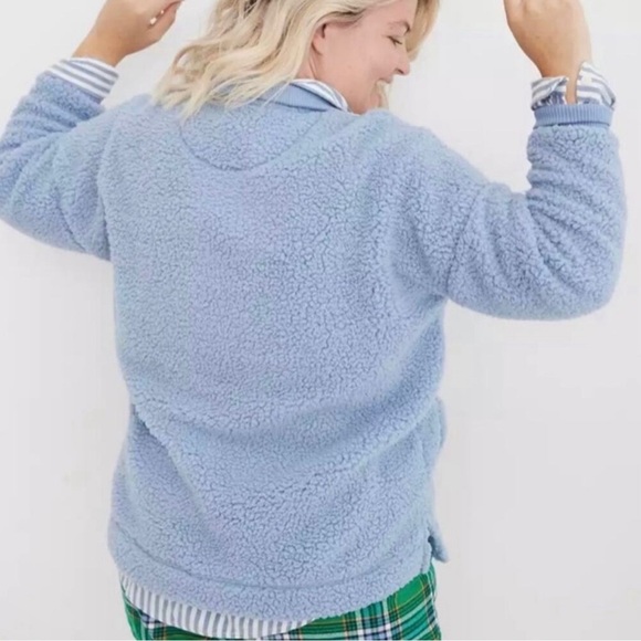 NWT! Aerie Dream Sherpa Quarter Zip Sweatshirt color blue size M - Picture 2 of 7